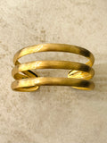 Triple Line Brushed Gold Bangle Bracelet 