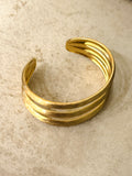 Triple Line Brushed Gold Bangle Bracelet 