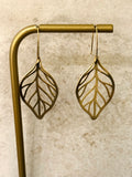 Elm Leaf Brushed Gold Earrings