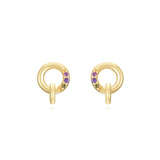 Sterling Silver Mini Circle Studs Gold & White