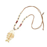 Poipu Long Bohem Necklace w Fishbone Charm