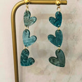 Glittered Heart Dangle Earrings 