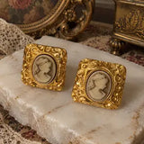 Victorian Style Square Form Stud Earrings