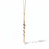 Long Bohem Fishbone Necklace w Mineral Stones