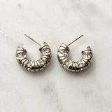 Roseta Hoop Earrings w White Zirconias