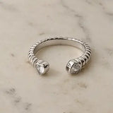 Double Love Ring W Heart Shaped Zirconium Stones
