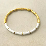 Bamboo Stainless Steel Enamel Cuff Bracelet