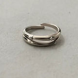 Yuuri Adjustable Stainless Steel Ring w White Zirconias