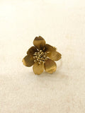 Brushed Gold Adjustable Floral Ring