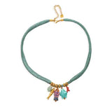 Pahoa Silk Look Necklace w Ceramic Charms