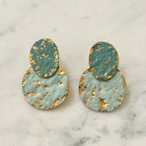 Rustic Painted Round Stud Earrings