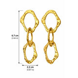Triple Gap Hammered Gold Dangle Earrings