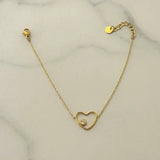 Minimal Heart Bracelet w White Zirconia 