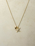 Double Starfish Necklace w White Zirconias