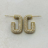 Solid Rectangular Geometric Earrings w White Zirconias 