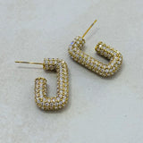 Solid Rectangular Geometric Earrings w White Zirconias 