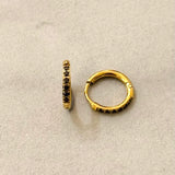 Mima Stainless Steel Hoop Earrings w Black Zirconias