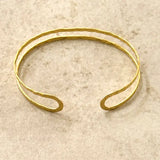 Double Line Hammered Gold Bangle Bracelet 