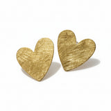 Brushed Gold Heart Stud Earrings