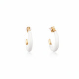Cemre Brushed Gold Enamel Hoop Earrings 