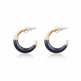 Cemre Brushed Gold Enamel Hoop Earrings 