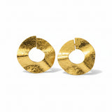 Lisa Hammered Gold Round Stud Earrings  