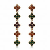 Sona Floral Dangle Earrings w Multicolor Zirconias 