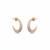 Cemre Brushed Gold Enamel Hoop Earrings 