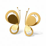 Brushed Gold Butterfly Stud Earrings
