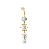 Nergis Floral Belly Piercing w Zirconium Stones 