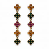 Sona Floral Dangle Earrings w Multicolor Zirconias 