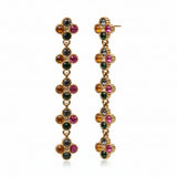 Sona Floral Dangle Earrings w Multicolor Zirconias 