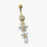 Nergis Floral Belly Piercing w Zirconium Stones 