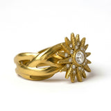 The Sun Stainless Steel Ring w Zirconium Stones 
